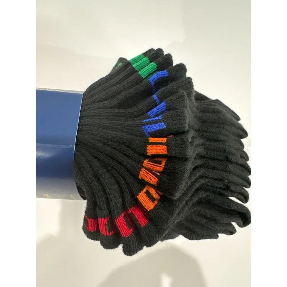 Polo Ralph Lauren Men’s Low Cut Socks 8 Pair Black Multicolor Sport Cushioned 10